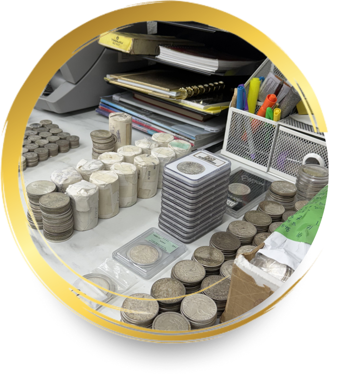 silver coins and bullions