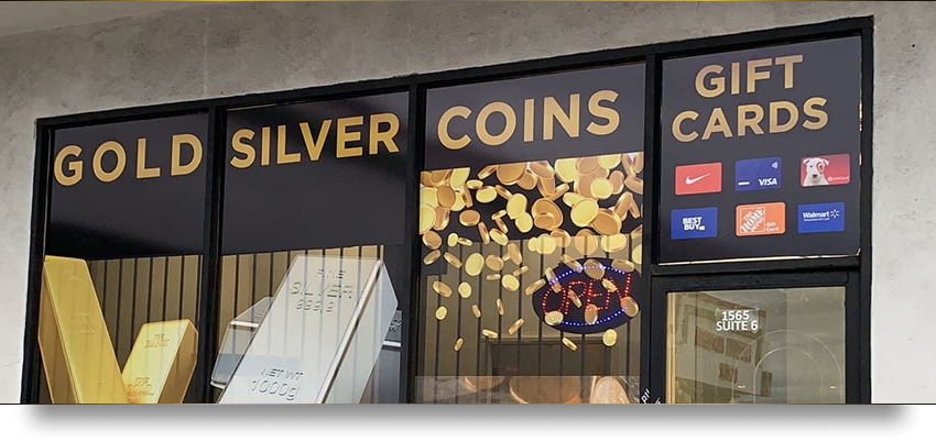 Gold, Silver and coins sign